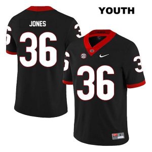 Youth Georgia Bulldogs NCAA #36 Garrett Jones Nike Stitched Black Legend Authentic College Football Jersey EJR0554QH